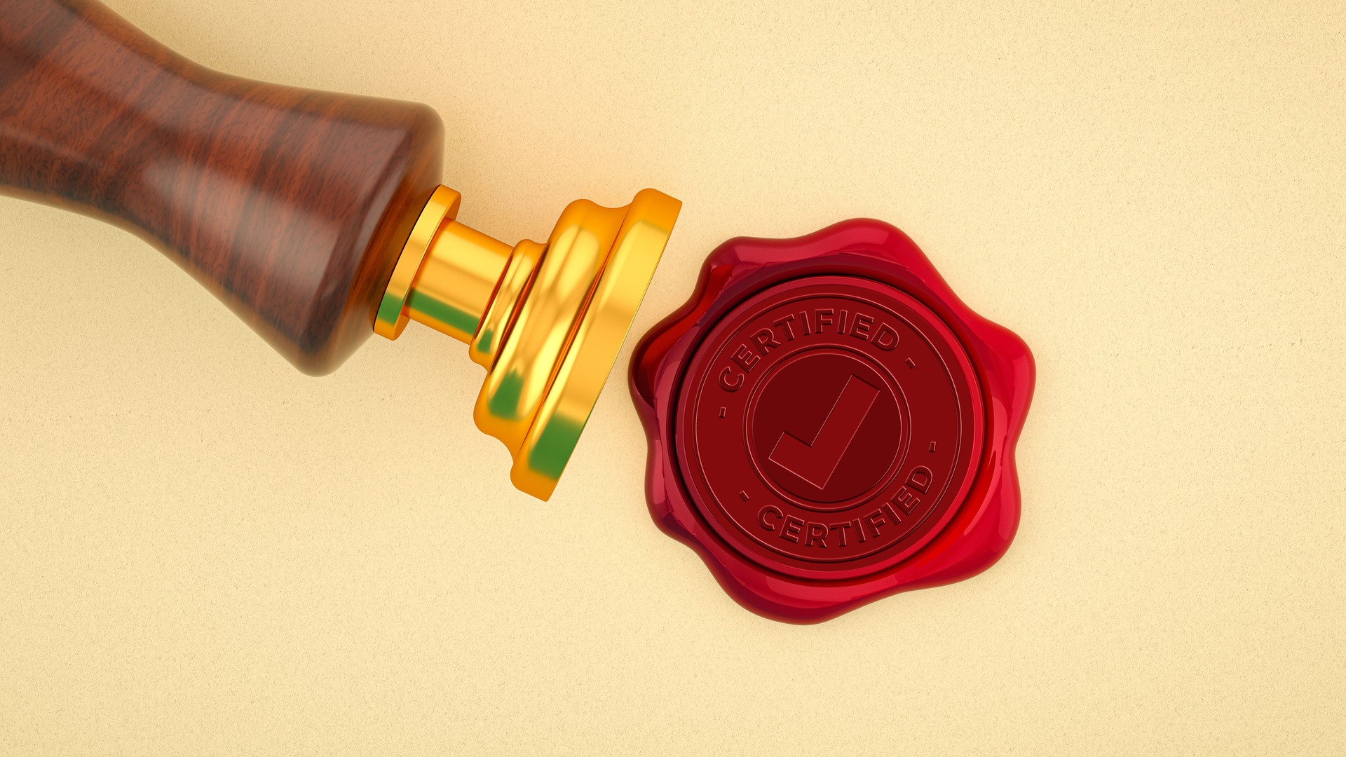 Hand Stamping Certified Guaranteed Wax Seal Document Concept
